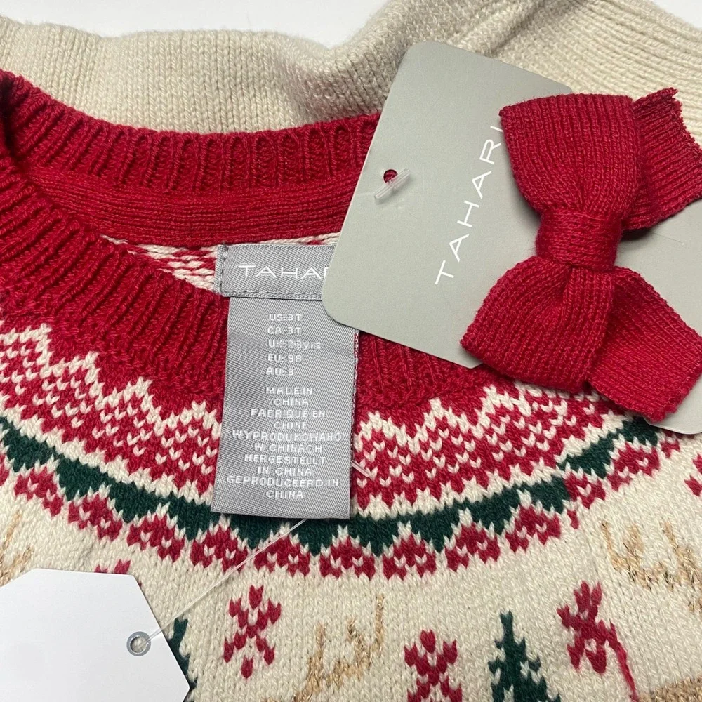 Tahari Girls 24 Mos Christmas Holiday Deer Tree Sweater Skirt Outfit Set‎ NWT